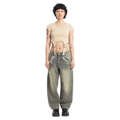 The Ragged Priest Womens/Ladies Crescent Denim Wide Leg Jeans (Grey)
