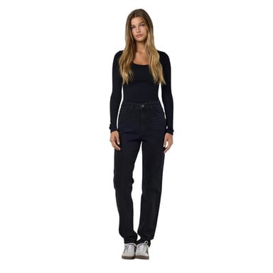 Noisy May Womens/Ladies High Waist Mom Jeans (Black Denim)