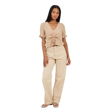 Brave Soul Womens/Ladies Para Mid Rise Straight Leg Jeans (Sand)