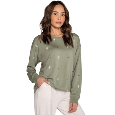 PJ Salvage Womens/Ladies Salvage French Terry Shirt (Olive)