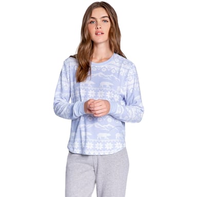 PJ Salvage Womens/Ladies Snowflake Relaxed Fit Top (Light Blue)