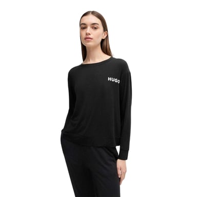 Hugo Womens/Ladies Unite Logo Relaxed Fit Long-Sleeved Pyjama Top (Black)