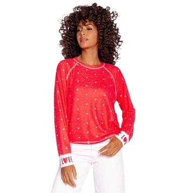 PJ Salvage Womens/Ladies Loved Hearts Relaxed Fit Raglan Pullover (Red)