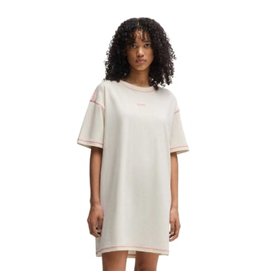 Hugo Womens/Ladies Contrast Logo Cotton T-Shirt Dress (Natural)