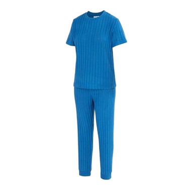 Miso Pyjamaset met korte mouwen van katoenmix voor dames (Blauw)