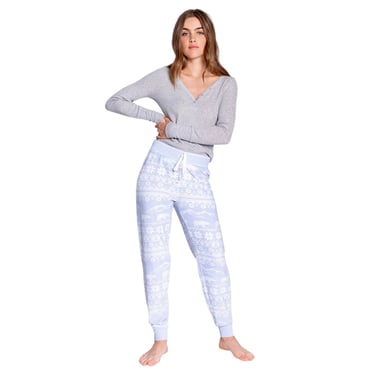 PJ Salvage Womens/Ladies Snowflake Pyjama Bottoms (Light Blue)