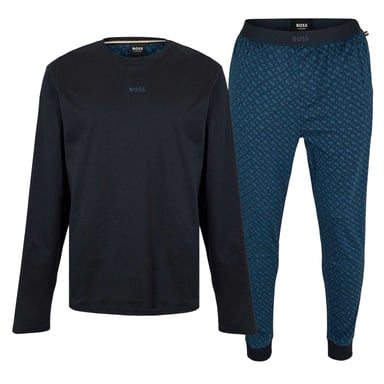 Boss Mens Geometric Long Pyjama Set (Dark Blue)