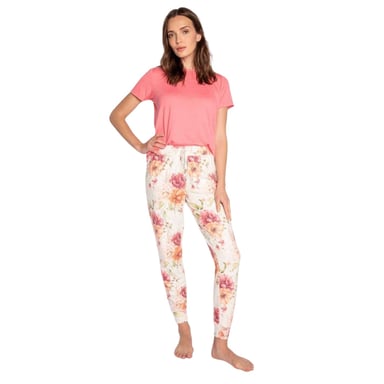 PJ Salvage Womens/Ladies Jersey Floral Pyjama Bottoms (Beige)
