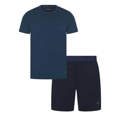 Lyle & Scott Mens Idris Crew Neck Short-Sleeved Loungewear Set (Dark Denim)