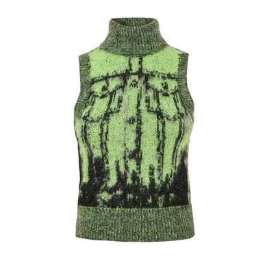 Diesel Womens/Ladies Sifnos Abstract Knitted Turtle Neck Vest Top (Lime Punch)