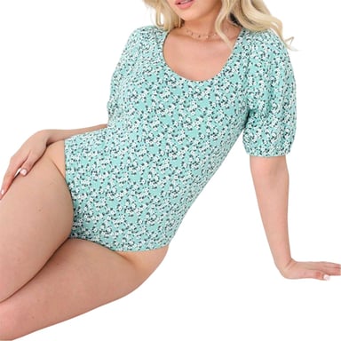 Brave Soul Womens/Ladies Ditsy Floral Puff Sleeve Bodysuit (Green)