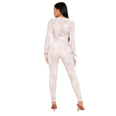 Missy Empire Womens/Ladies Marble Keyhole Bodysuit (Stone)