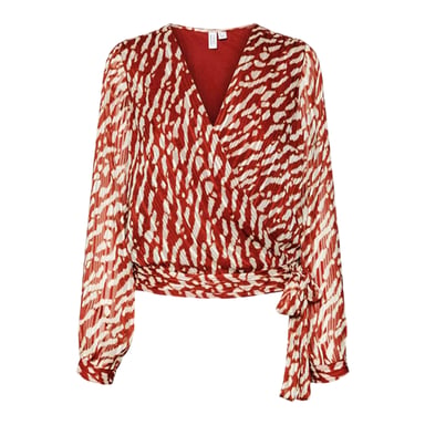 Vero Moda Womens/Ladies Animal Print V Neck Wrap Top (Fired Brick)