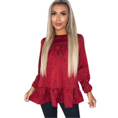 AX Paris Womens/Ladies Printed Long-Sleeved Smock Top (Red)