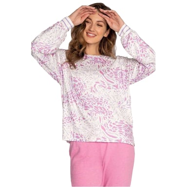 PJ Salvage Womens/Ladies Leopard Print Long-Sleeved Top (Off White)