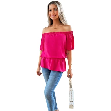 AX Paris Womens/Ladies Ruffle Hem Bardot Top (Hot Pink)