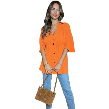 AX Paris Womens/Ladies Ruched V Neck Smock Top (Orange)
