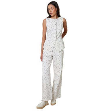 Threadbare Womens/Ladies Floral Pattern Sleeveless Vest Top (White Print)