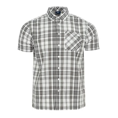 Giorgio Mens Checkered Short-Sleeved Shirt (White)