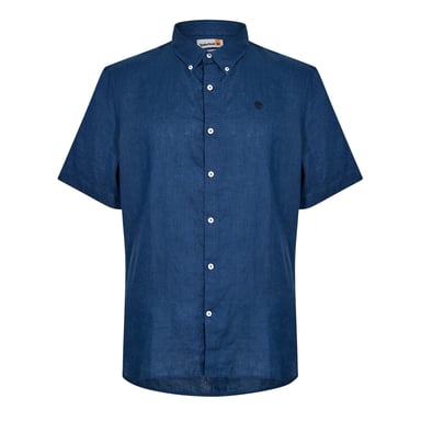Timberland Mens Mill Brook Linen Collared Button-Down Shirt (Dark Denim)