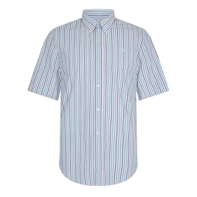 Timberland Mens Striped Short-Sleeved Button-Down Shirt (White)