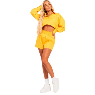 Missy Empire Womens/Ladies Cotton Cropped Long-Sleeved Shirt (Orange)