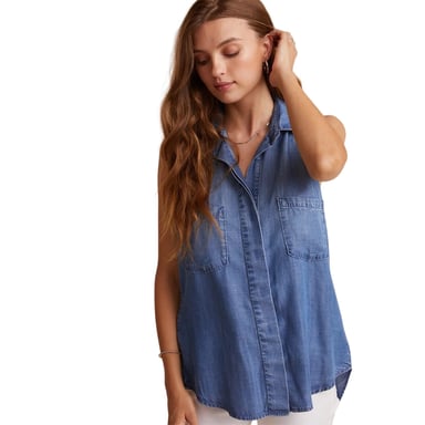 Bella Dahl Womens/Ladies Denim Back Slit Sleeveless Shirt (Blue)