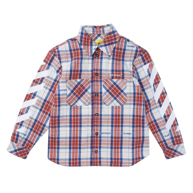 Off White Womens/Ladies Diagonal Stripe Flannel Shirt (Red/Blue/White)