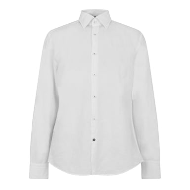 Boss Mens Plain Collared Long-Sleeved Shirt (White)