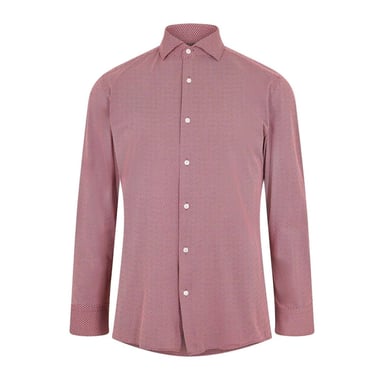 Boss Mens Geometric Oxford Spread Collar Long-Sleeved Formal Shirt (Brown)