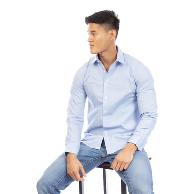 Peter Werth Mens Regular Long-Sleeved Shirt (Light Blue)