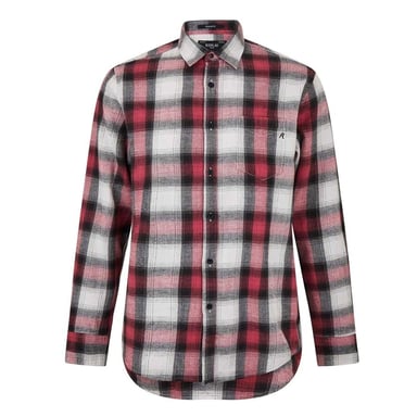 Replay Mens Plaid Long-Sleeved Shirt Jacket (Red)
