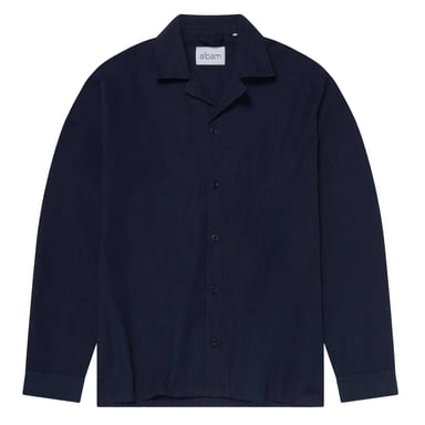 Albam Mens Revere Collar Long-Sleeved Shirt (Dark Navy)