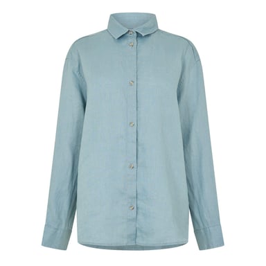 Timberland Womens/Ladies Linen Collared Long-Sleeved Shirt (Citadel Blue)