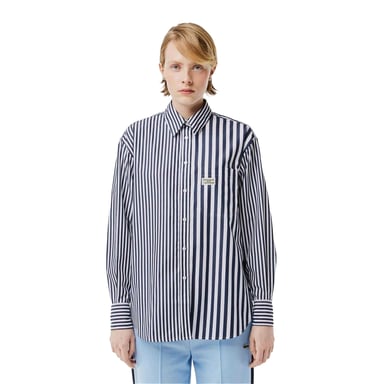 Lacoste Womens/Ladies Bandier Stripe Cotton Shirt (Navy)