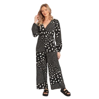 Influence Womens/Ladies Relaxed Fit Long-Sleeved Jumpsuit (Black/White)