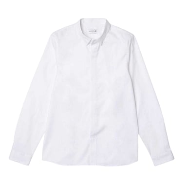 Lacoste Mens Poplin Concealed Placket Slim Shirt (White)
