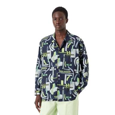 Emporio Armani EA7 Heren Abstract Shirt Met Lange Mouwen (Marine)