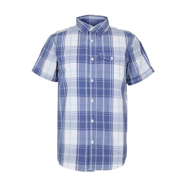 Bench Mens Plaid Short-Sleeved Shirt (White/Blue)