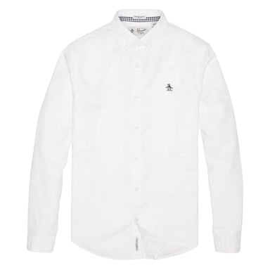 Original Penguin Mens Sticker Pete EcoVero Long-Sleeved Shirt (Bright White)