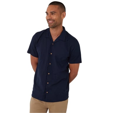 Threadbare Mens Embroidered Short-Sleeved Shirt (Navy)