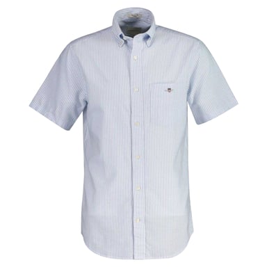 Gant Mens Stripe Short-Sleeved Button-Down Shirt (Light Blue)