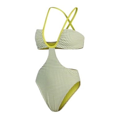 Speedo Womens/Ladies Gingham Cut Out One Piece Swimsuit (Green)