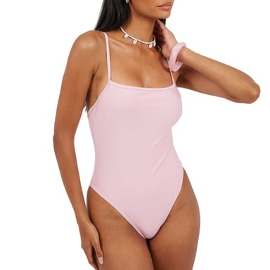 Brave Soul Womens/Ladies Plain One Piece Swimsuit (Pink)