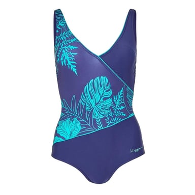 Zoggs Womens/Ladies Printed Wrap Front One Piece Swimsuit (Blue)