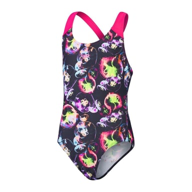 Speedo Girls Jellyfish One Piece Swimsuit (Black/Pink)