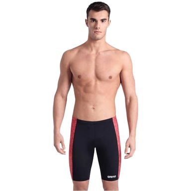 Arena Mens Abstract Tiles Jammer Shorts (Black/Red Print)