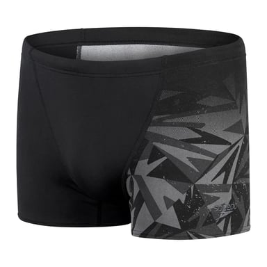 Speedo Mens Geometric Swim Shorts (Black/Grey)