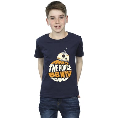Star Wars Boys May The Force BB8 T-Shirt (Navy Blue)