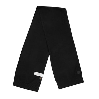 Boss Mens Logo Wool Ribbed Scarf (Black)